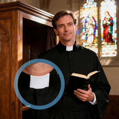 Penitue Tab Collars for Clergy Shirt, White Priest Clergy Shirt Tab Collars