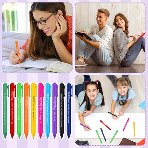 Cholemy 50 Pcs Bible Verse Pens Bulk Christian Pens Black Ink, Bright - color: Bright