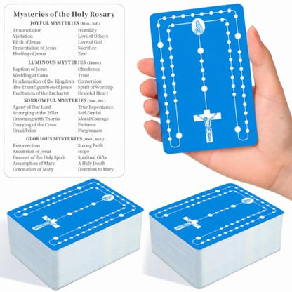 Motiskyy 100 Pcs Rosary Prayer Cards How to Pray Catholic Bulk 4.53"x 3.15"