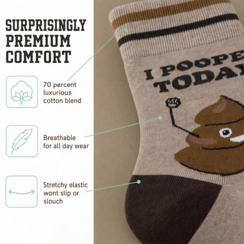 FUNATIC Socks with Funny and Profane Sayings, Sarcastic Gift for Men Women - color: I Pooped Today!