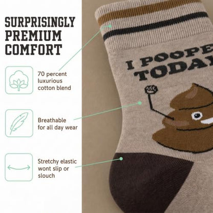FUNATIC Socks with Funny and Profane Sayings, Sarcastic Gift for Men Women - color: I Pooped Today!