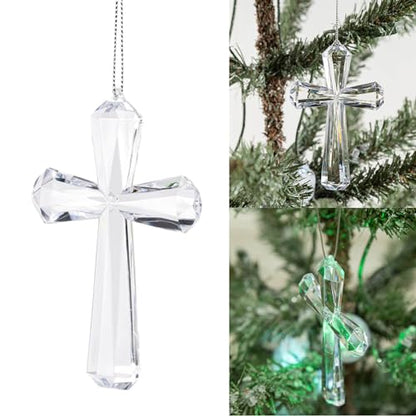 Transparent Acrylic Cross Decor Christmas Pendant Religious Ornament Festive Party Supplies for Wall Tree Decoration
