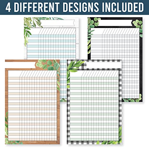 Attendance Chart for Classroom -4pc Laminated Chore & Reward Chart for Kids - color: Farmhouse Classic