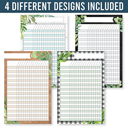 Attendance Chart for Classroom -4pc Laminated Chore & Reward Chart for Kids - color: Farmhouse Classic