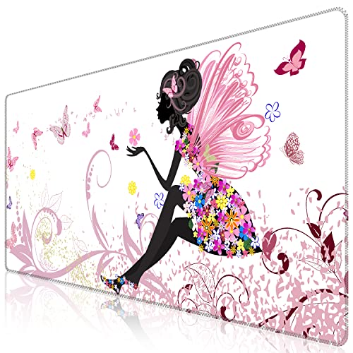 iCasso Extended Gaming Mouse Pad 35.4x15.7in,Game,Home,Butterfly Girl - color: Butterfly Girl