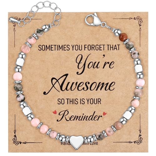 VIBILIA Cross Beaded Bracelets for Women, Birthday Gifts - color: B 4. Heart - Pink Zebra