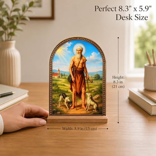 TALPGOD San Lazaro Stand Catholic Ornament Statue – San Lazaro Statue Acrylic Tabletop Décor for Home Altar & Desk, Christian Gift for Women & Men - color: San Lazaro