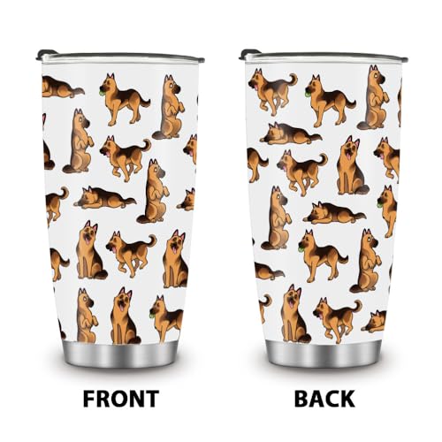 WIRESTER 20 OZ Stainless Steel Tumbler With Lid, Double Wall Vacuum Insulated Tumbler, Coffee Travel Mug Cup for Hot Cold Drinks - German Shepherd Funny Playful Postures - color: German Shepherd Funny Playful Postures