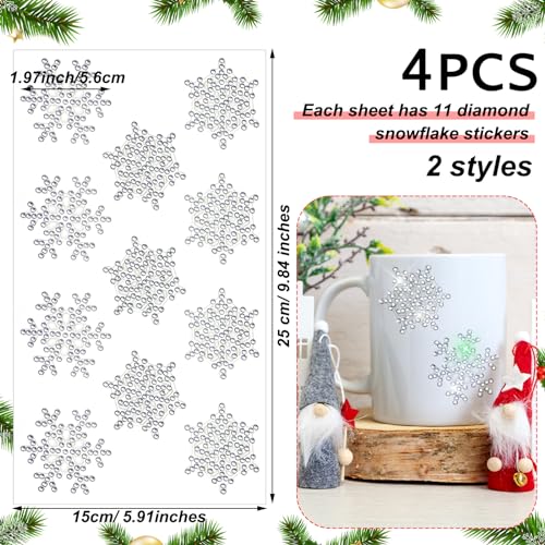 Epakh 84 Pcs Stickers Glitter Bling Rhinestone Sticker Snowflake Silver - color: Silver, size: Snowflake
