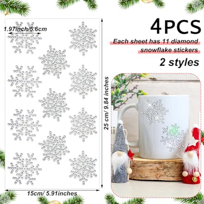 Epakh 84 Pcs Stickers Glitter Bling Rhinestone Sticker Snowflake Silver - color: Silver, size: Snowflake