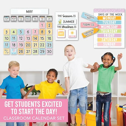 Classroom Calendar Set Bulletin Board Decorations, 98pc School Calendar Set - color: Pastel Composition