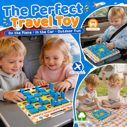 Matching Memory Game for Kids, Travel Toys Games Activities for 3 4 5 6 7 8 - color: Blue