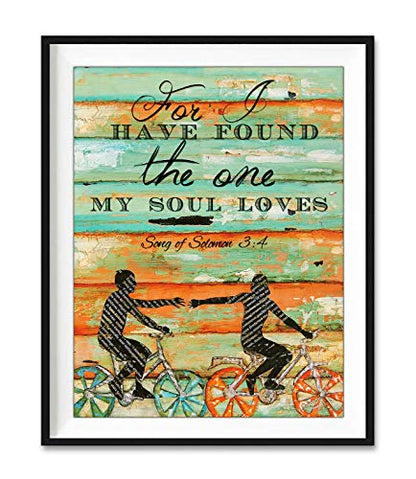 For I Have Found the One My Soul Loves, Danny Phillips Unframed Art Print, Songs of Solomon 3:4, Biking Bicycle Cycling Wall Decor Poster Wedding Engagement Gift for Her, 8x10 inches