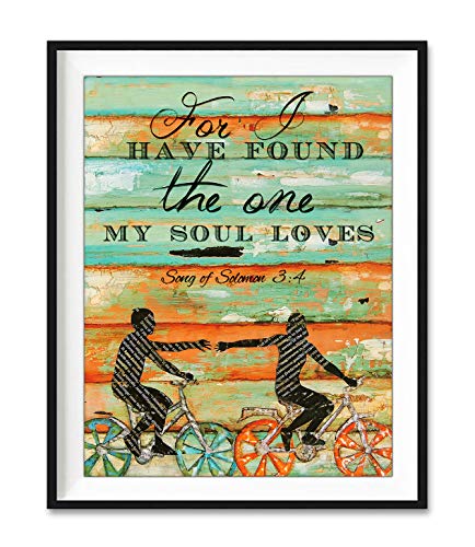 For I Have Found the One My Soul Loves, Danny Phillips Unframed Art Print, Songs of Solomon 3:4, Biking Bicycle Cycling Wall Decor Poster Wedding Engagement Gift for Her, 8x10 inches
