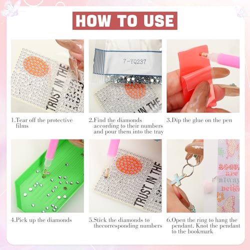 6PCS Kids Diamond Art Bookmarks Kit– DIY Reading Gifts for Classroom, Inspirational Quote Designs – Fun Art & Craft Activity for Boy and Girls - color: Kids