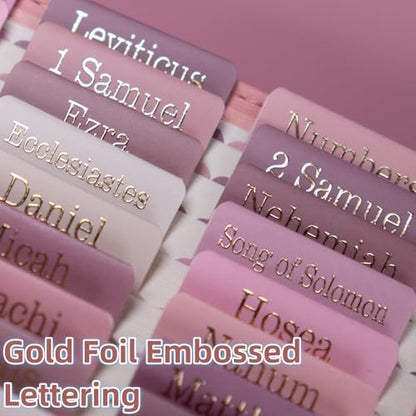 UPAFEXXI-Laminated Bible Tabs for Women,Gold Foil Embossed Lettering - color: Pink and White