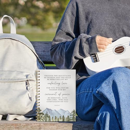 Christian Bible Spiral Notebook, 5.5x8.3 Inch - color: mountains