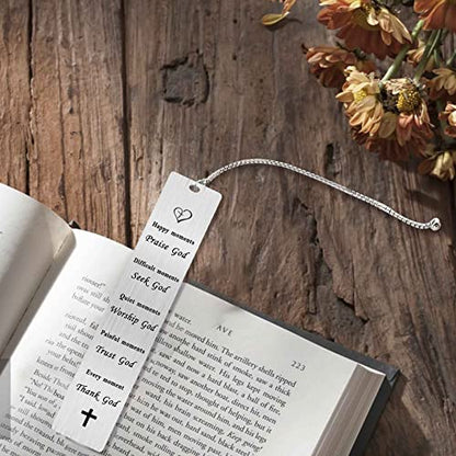 Jzxwan Religious Gifts for Women Men, Religious Bible Verse Inspirational Healing Spiritual Gifts Bookmark for Pastor, Happy Moments Praise God - color: Thank God