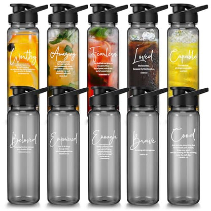 Skylety 10 Pcs Christian Water Bottles Bible Verse Plastic,Bible Words - style: Bible Words