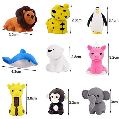 URSKYTOUS 46Pcs Animal Erasers Desk Pets for Kids,Classroom Prizes - style: 46Pcs