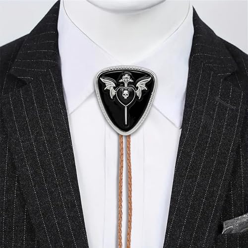 GelConnie Bolo Tie for Women Heart Cowboy Necktie Flower Gothic Mens Bolo Ties Bolero Necklace Red Western Ties for Men - color: Black Skull Bolo Tie