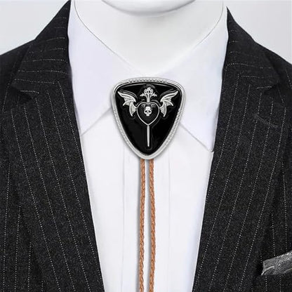 GelConnie Bolo Tie for Women Heart Cowboy Necktie Flower Gothic Mens Bolo Ties Bolero Necklace Red Western Ties for Men - color: Black Skull Bolo Tie