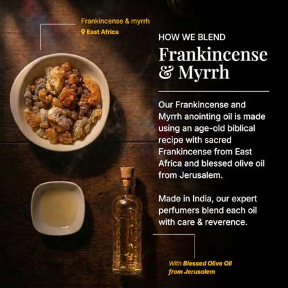 Rose of Sharon & Frankincense & Myrrh Anointing Oil Pack | Blessings from The Holy Lands | Blessed from Jerusalem | Christian Gifts | Biblical Spices | 2 x 9ml Each