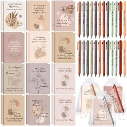 Mooliwe 96 Pcs Affirmation Notebooks Pens Bulk Gifts, Gratitude,Elegant - style: Elegant