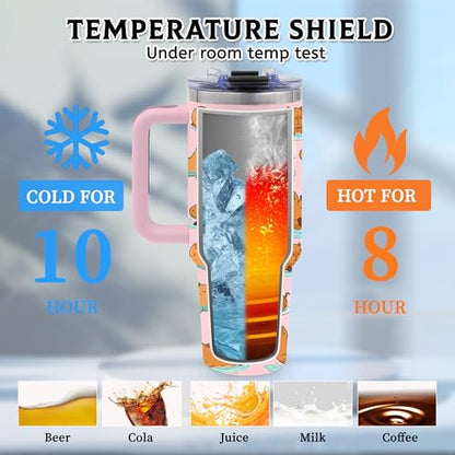40 Oz Capybara Tumbler Gifts for Women, Capybara Water Bottle with Handle - color: Capybara-Pink