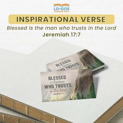 Pass It On Scripture Cards, Mountain Side, Blessed is the Man, Jeremiah 17:7 Pack of 25 — Inspirational Bible Verse Wallet Cards, Devotional, Bible Study - Small Christian Greetings for Encouragement - color: Mountain Side