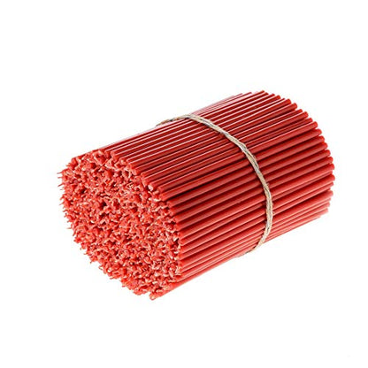 Danilovo Thin Taper Beeswax Candles - Honey-Scented, Decorative Candles Ideal for Birthday Decoration or Church Prayers - Red Drip Free, Tall & Smokeless Pack of 50 pcs, 7.3 x 0.24 inch - size: 7.3 in