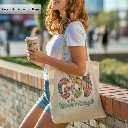 Christian Tote Bag for Women, Church Bible Canvas Bag with Inner Pocket for Churchgoers - color: Pink