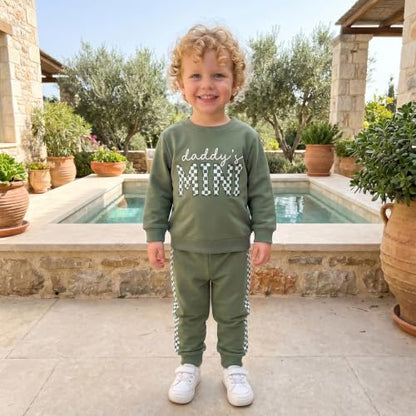 Kupretty Baby Boy Clothes Dad's Little Dude Sweatshirt Pants Set - color: Daddy's Mini-green, size: 0-6 Months