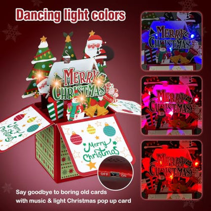 FaCraft Musical Christmas Cards, with Lights & Music Pop Up Santa Gift Box - color: 05 - Christmas Santa