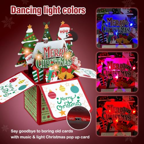 FaCraft Musical Christmas Cards, with Lights & Music Pop Up Santa Gift Box - color: 05 - Christmas Santa
