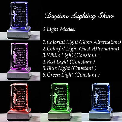 Qianwei Christian Gifts for Women - 3D Crystal Cross Bible Verse Encouragement Motivational Gifts Prayers Religious Faith Gifts Sister Women Men Friends Mom - color: Crossbibleverse