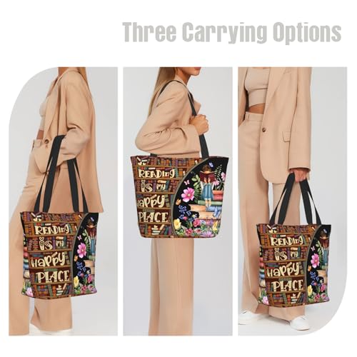 Tote Bag for Women Reusable Shopping Tote Bag Zippered Inspirational Scripture Shoulder Bags - color: Book
