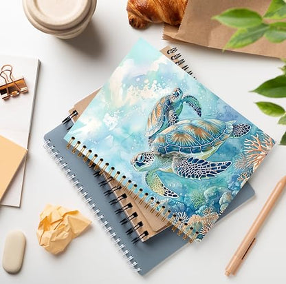 Sea Turtle Notebook, Coastal Beach Journal, Sea Turtle Gifts for Women Lovers, Marine Biology Gifts, Under the Sea Ocean Spiral Notebook Journal 5.5x8.3 - color: Color 19