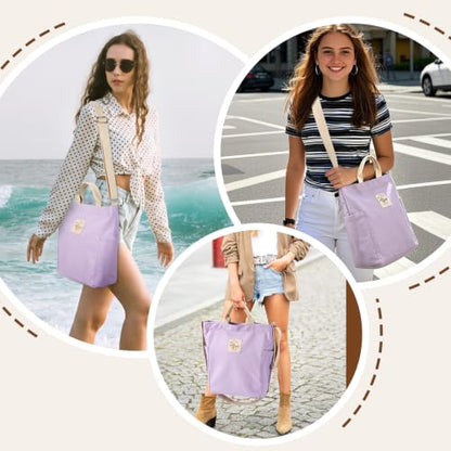 Lily queen Women Canvas Tote Handbags Casual Shoulder Work Bag Crossbody - color: Purple