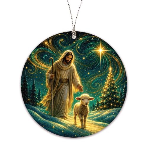 Christian Ornaments 2026 for Christmas Tree Decorations, Jesus with Lamb Good Shepherd Religious Design, Unique Christmas Ornament Gifts for Christian Women, Men and Family, Holiday Home Decoration - color: Jesus Shepherd