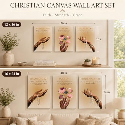 FKRYTYB 3Pcs Black Girl Christian Bible verses Wall Art 12x16in - color: Scripture, size: 16L"X12W" Canvas