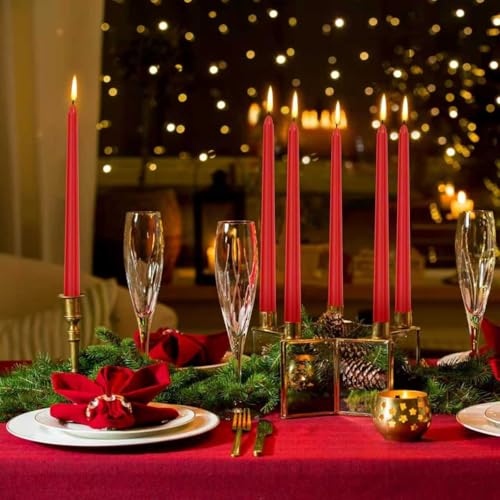 14 Pack Tall Red Taper Candles - 10 Inch Red Dripless, Unscented Dinner Candle - Paraffin Wax with Cotton Wicks - 8 Hour Burn Time. - color: 10"14pcs-Red