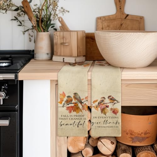 Fall Christian Bird Kitchen Dish Tea Towels 16x24 Inch Set of 2 - color: Bible-1