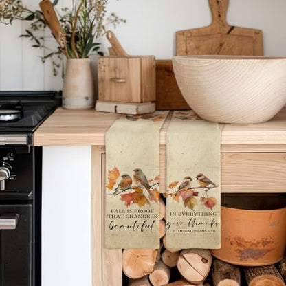 Fall Christian Bird Kitchen Dish Tea Towels 16x24 Inch Set of 2 - color: Bible-1