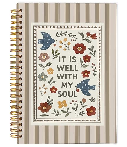 Ecezatik Christian Floral Bird Notebook Journal, It Is Well with My Soul Bible Notebook for Note Taking, Christian Gifts for Women, Religious Spiral Journal 5.5x8.3 Inch - color: 34-Christian-notebook