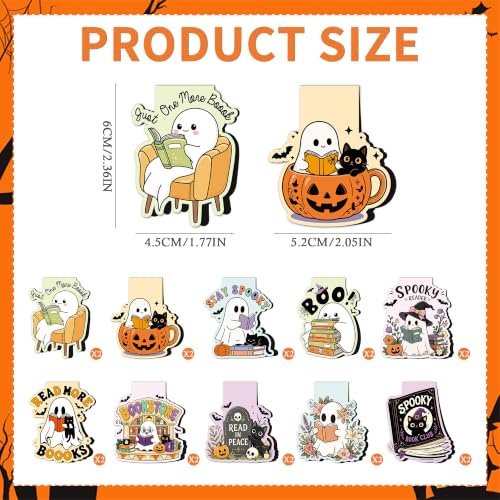 Halloween Magnetic Bookmarks 20 Pcs Spooky Ghost Page Markers Party Favors - style: Halloween Spooky Ghost