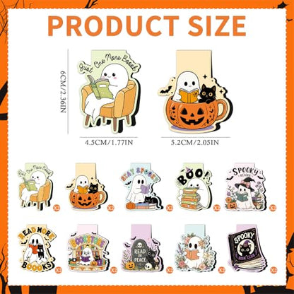 Halloween Magnetic Bookmarks 20 Pcs Spooky Ghost Page Markers Party Favors - style: Halloween Spooky Ghost