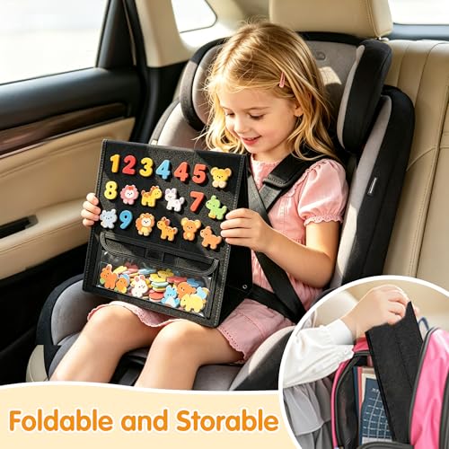 AKAYOK Foldable Felt Board for Toddlers, Double-Sided Flannel Board, Black - color: 33" X 12"-foldable & Expands-black