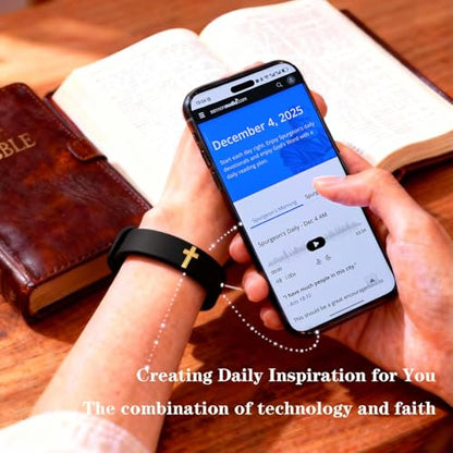 Daily Bible Verse Bracelet, jesus bracelets, Adjustable Inspirational Bracelet, christian bracelet,Christian Gift for Men and Women. - color: Black
