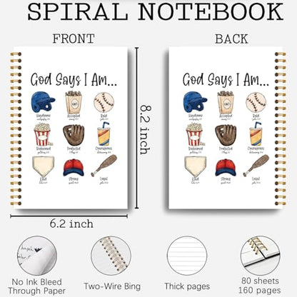Baseball Christian Notebook, God Says I Am Bible Journaling for Men, Baseball Lovers Fans Players Gifts, Religious Notebook Journal, Christian Hardcover Spiral Notebooks 5.5x8.3 Inch - color: Section 10